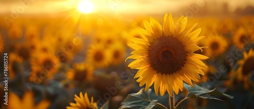 Golden Hour in the Sunflower Symphony. Concept Nature Photography  Golden Light  Sunflower Fields  Outdoor Portraits  Summer Aesthetics