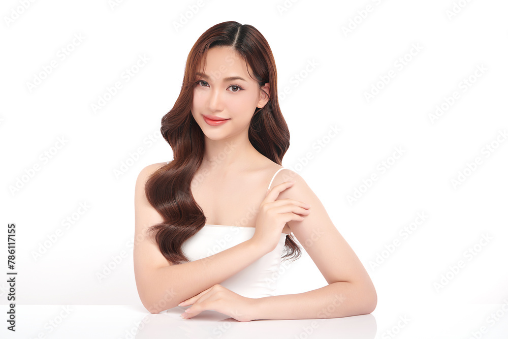 Beautiful young asian woman with clean fresh skin on white background, Face care, Facial treatment, Cosmetology, beauty and spa, Asian women portrait. Beautiful young asian woman with clean fresh skin on white background, Face care, Facial treatment, Cosmetology, beauty and spa, Asian women portrait.