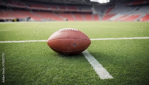 View of a Football ball on the field of a stadium