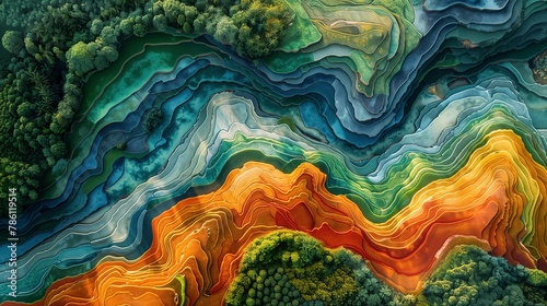 multi - color paint is being used to create an interesting landscape