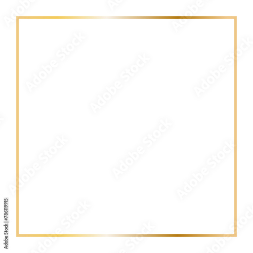 Golden square frame. Vector outline thin aesthetic geometric shine border for invitations design