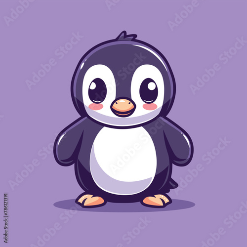 Cute little happy penguin cartoon animal illustration vector graphic