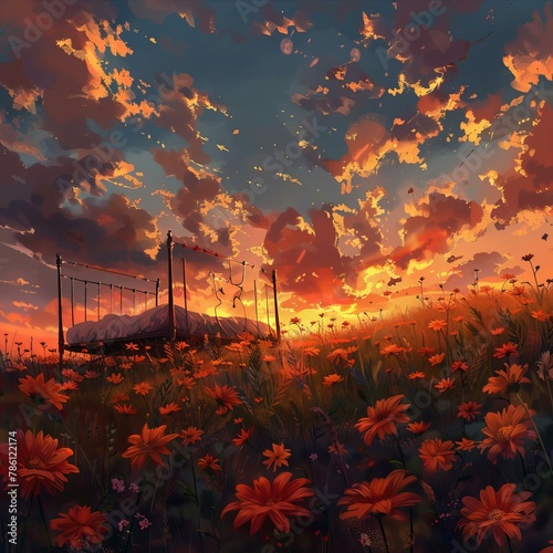 sunset over the river