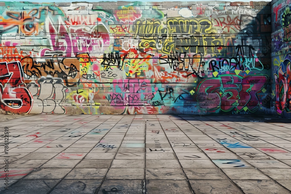 Naklejka premium A wall covered in graffiti with the word written on it
