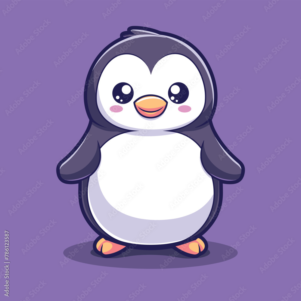 Fototapeta premium Cute little happy penguin cartoon animal illustration vector graphic