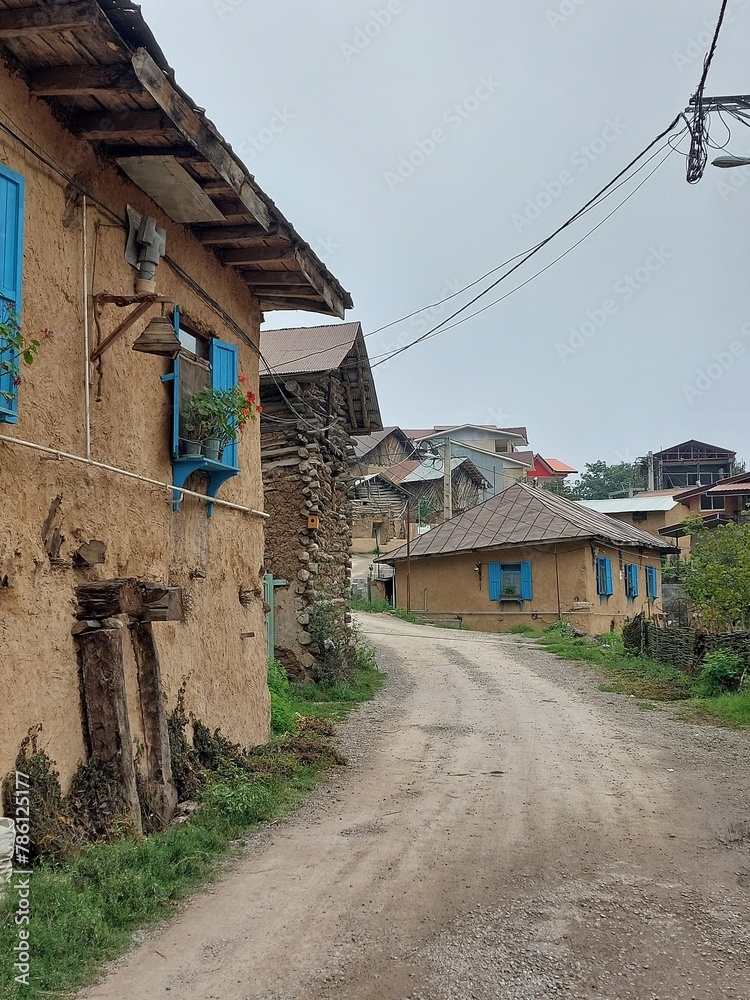 Houses of an old village in the heart of the forest