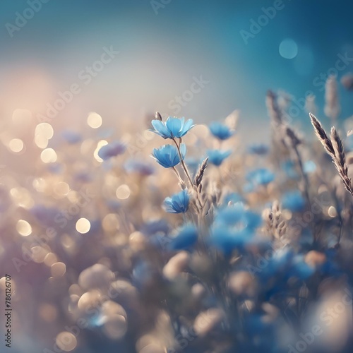 AI generated illustration of beautiful blue flowers blooming outdoors © Wirestock