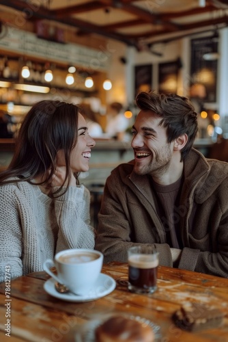 Cheerful friends enjoying coffee together