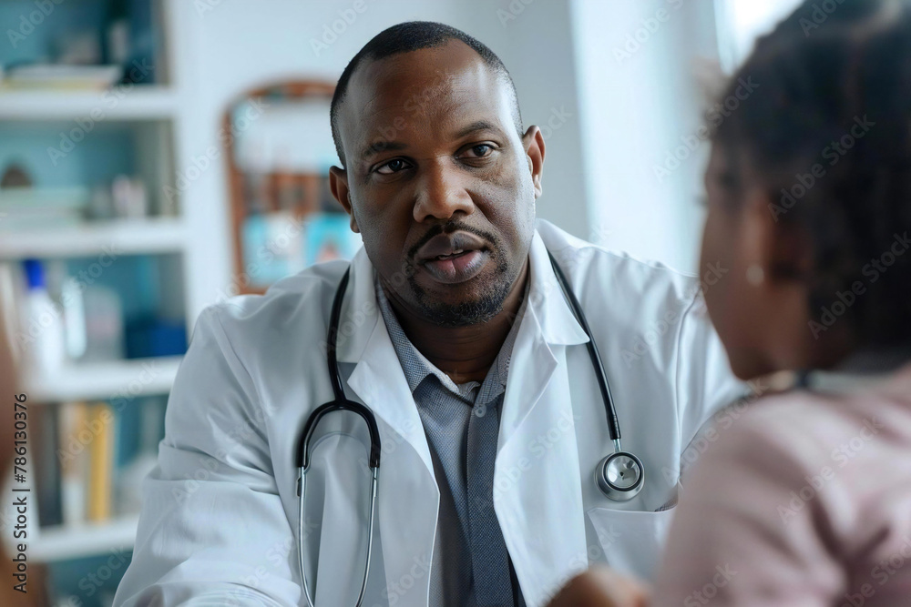 African American family doctor protecting their welfare hand. African American family doctor protecting their welfare hand.