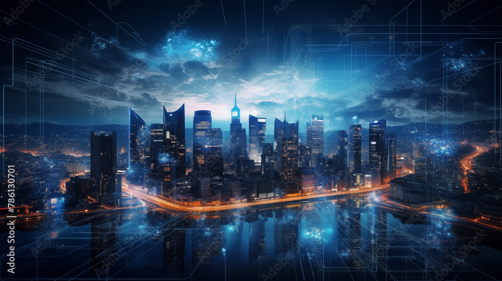 Smart City Blueprint: Digital Map Showcasing Futuristic Urban Connectivity Network Lines Smart City Blueprint: Digital Map Showcasing Futuristic Urban Connectivity Network Lines