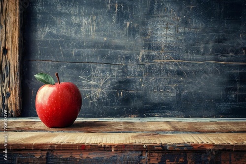 School classroom with apple on desk for education study