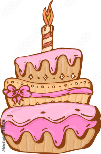 Birthday cake vector design. Birthday cake collection with colorful and yummy flavor.cartoon, doodle style. Eps 10.