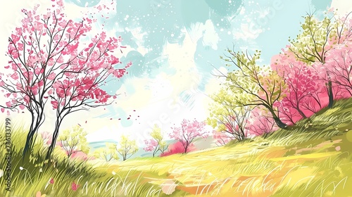 Hand-drawing Nature background  Illustration