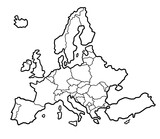 Hand drawn Europe outline map with country border.