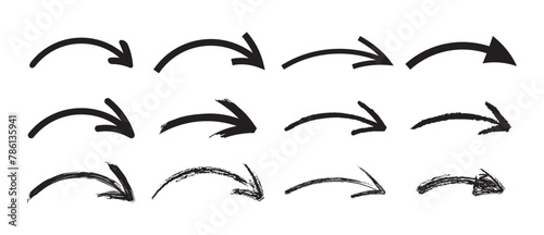 Obraz na płótnie DESSINS DE FLECHES AU FEUTRE, PINCEAU, CRAIE - Illustrations vectorielles - v2 w salonie