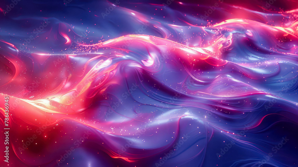 Fototapeta premium abstract wavy background with glowing particles in space