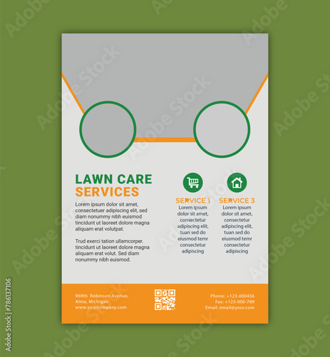 Lawn Mower Service Flyer Template. lawn mower poster, leaflet, poster design. grass, brochure, mowing, garden flyer