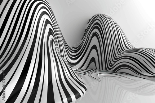 Abstract stripe surface black and white line waves background