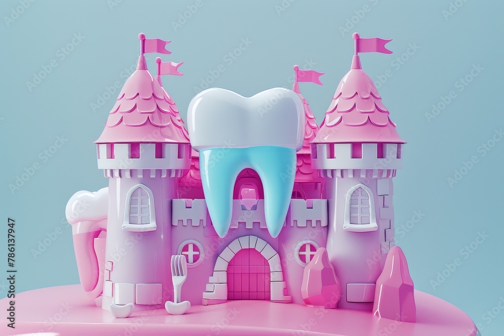 A castle with a tooth on top of it