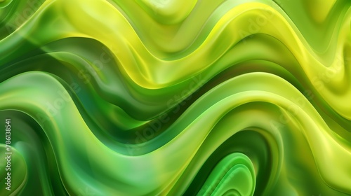 Waves of smooth shiny green abstract modern background