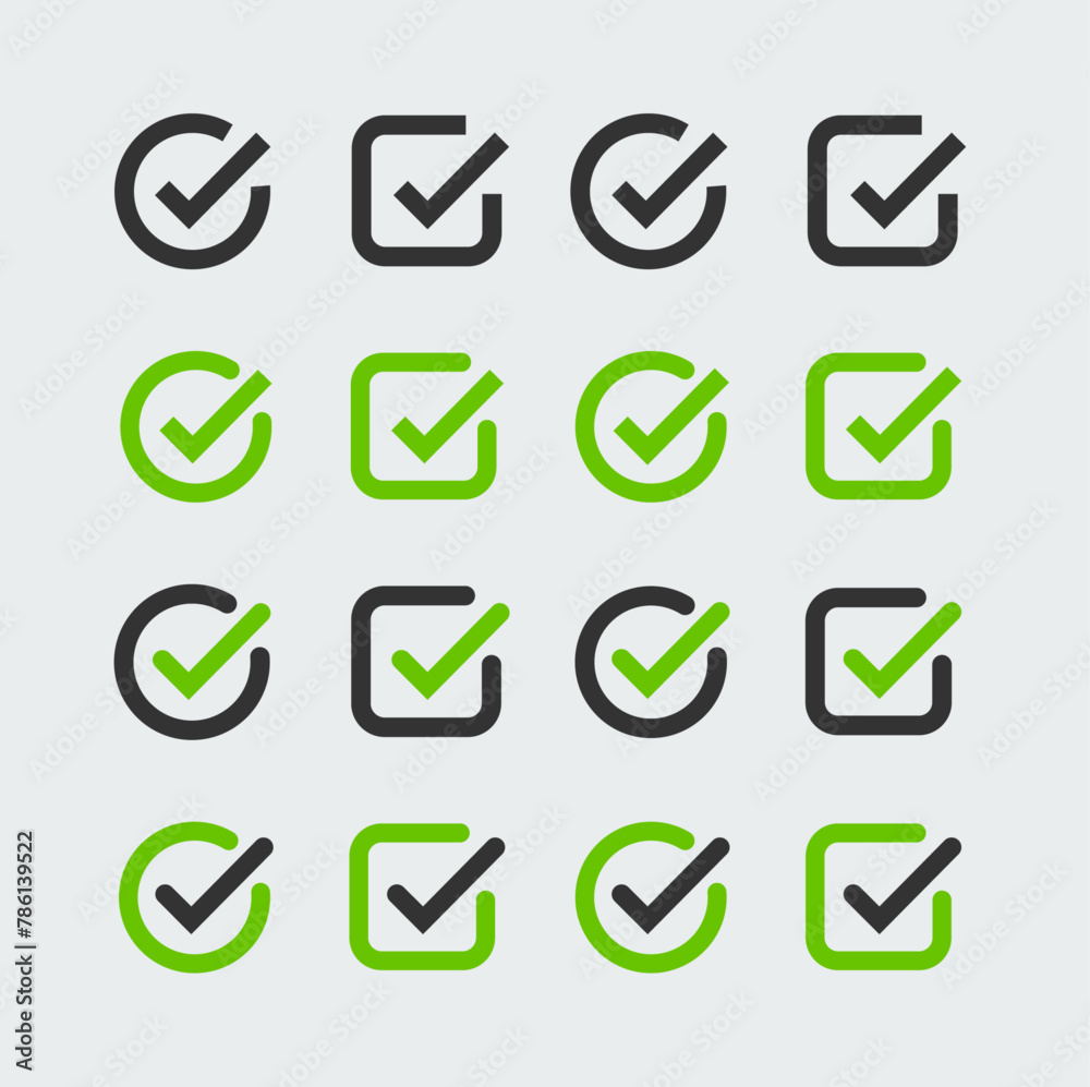 Check mark. Icon set for design. Easily editable outline symbol. Check mark. Icon set for design. Easily editable outline symbol.