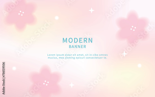 Pink and yellow gradient background with flowers.