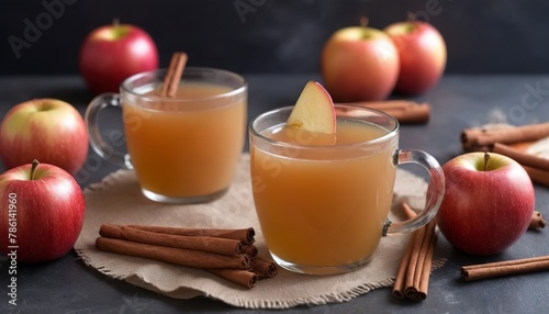 Warm apple cider with cinnamon, star anice and cardamom photo