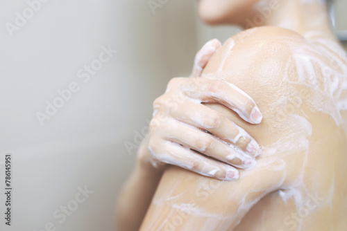 Women use liquid soap to shower to help eliminate bacteria..
