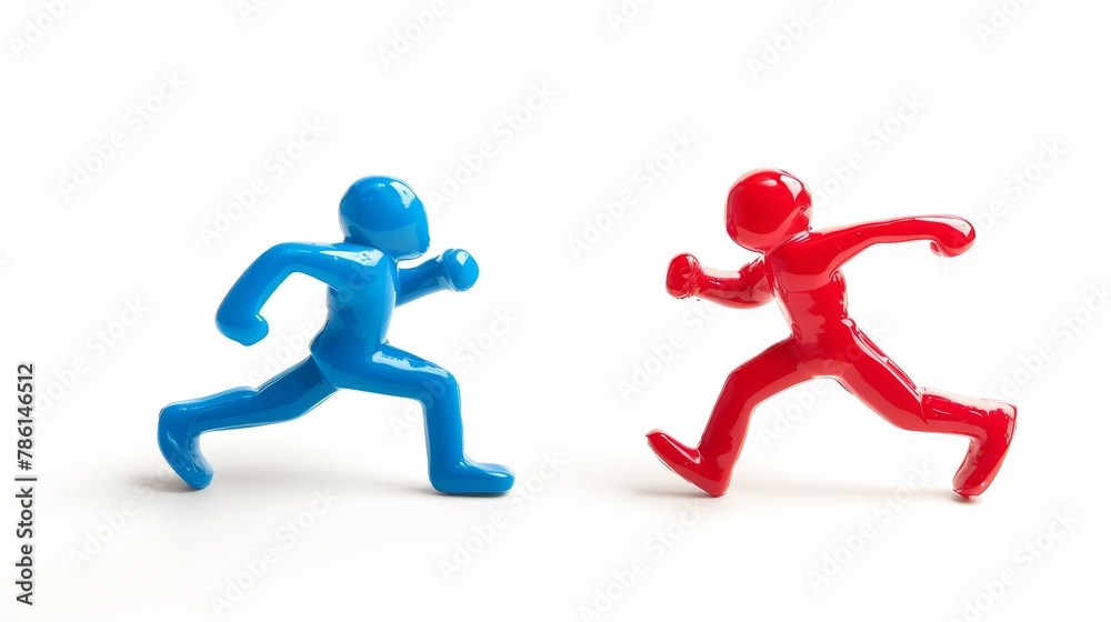 Images of rivalry between two people on an isolated white background. Images of rivalry between two people on an isolated white background.