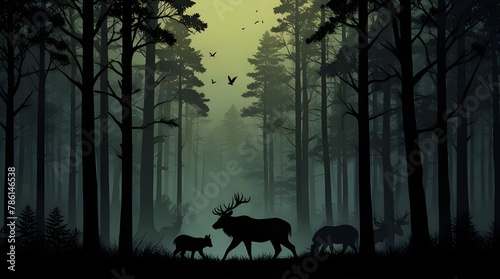 Tree and forest silhouettes - Vector illustration collection of trees and wilderness objects to create your own nature scene.generative.ai 