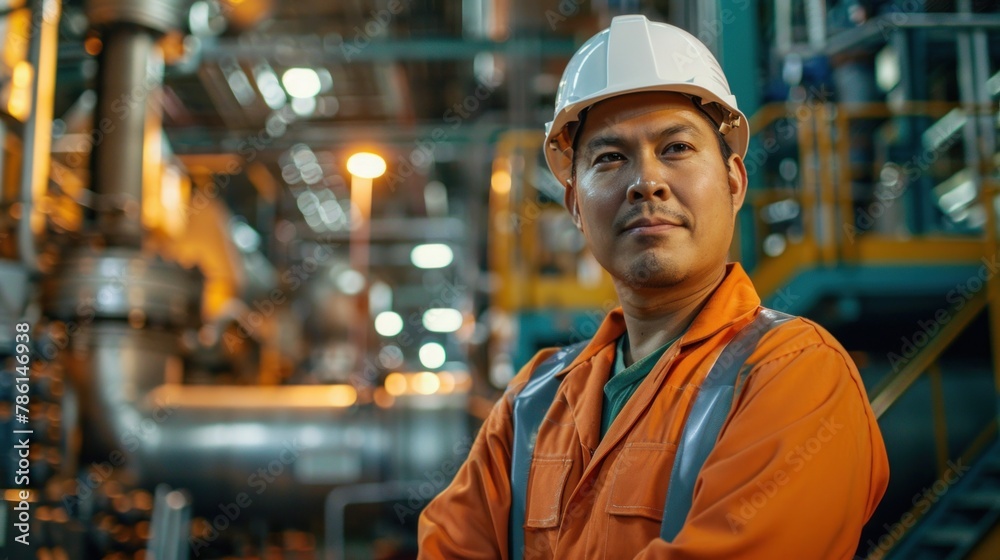 Man in Orange Shirt and Hard Hat Man in Orange Shirt and Hard Hat
