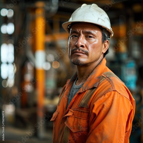 Man Wearing Hard Hat in Factory