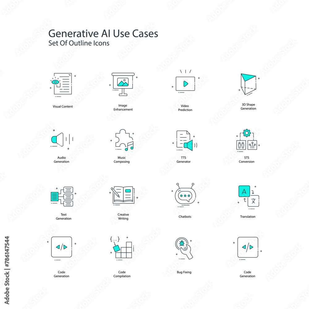 Generative AI Use Cases Vector Illustration Icon Design Set Generative AI Use Cases Vector Illustration Icon Design Set