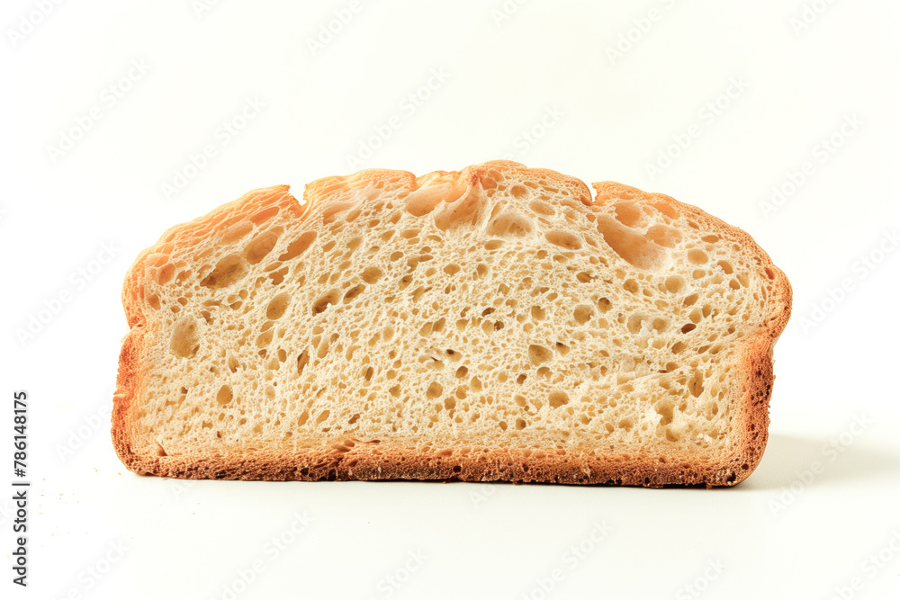 Isolated fresh and crunchy bread slice on white Isolated fresh and crunchy bread slice on white