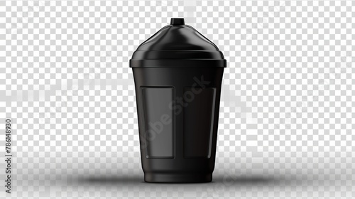 This realistic 3d modern mockup shows a protein shaker, a cup designed for sports nutrition, a gainer or whey shake drink, and its mixer for gym fitness, bodybuilding, and isolated on a transparent photo