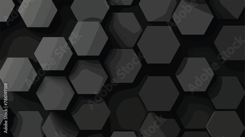 Abstract hexagonal pattern on a black background flat