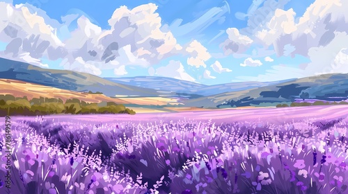 Lavender field, Cartoon Illustration, art