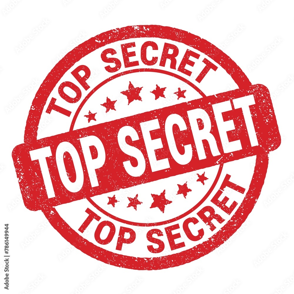 TOP SECRET text written on red round stamp sign. TOP SECRET text written on red round stamp sign.
