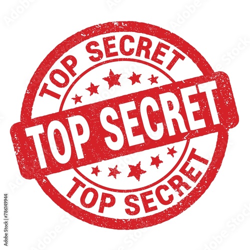 TOP SECRET text written on red round stamp sign.