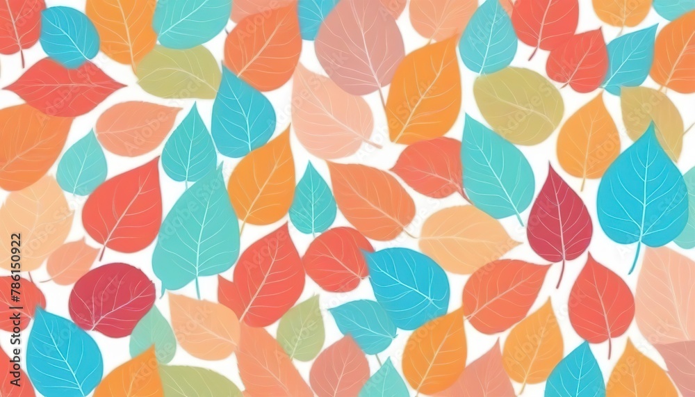 colorful leaves pattern on white background,gradient color pastel autumn leaf,ideas graphic design for web or banner
