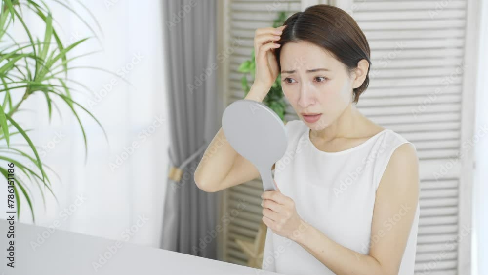 ヘアケアをする若い女性 ビューティーイメージ ヘアケアをする若い女性 ビューティーイメージ