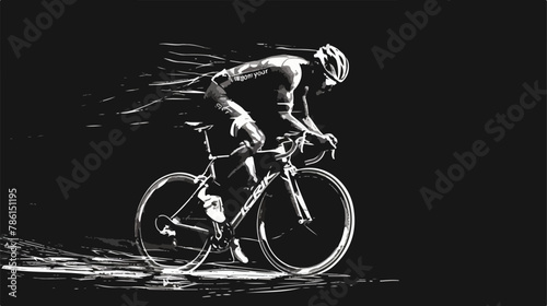 Abstract silhouette of a road bike racer man is riding