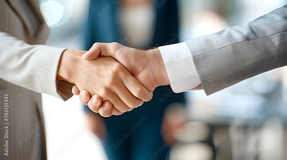 Powerful Handshake Between Corporate Professionals Sealing a Lucrative Business Partnership