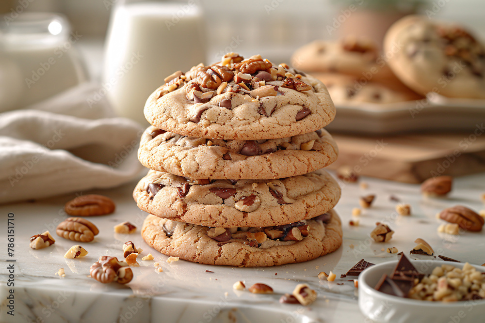 Chocolate chip Stacked cookies with pieces of Chocolate Chip Cookies
Chocolate chip Stacked cookies with pieces of Chocolate Chip Cookies