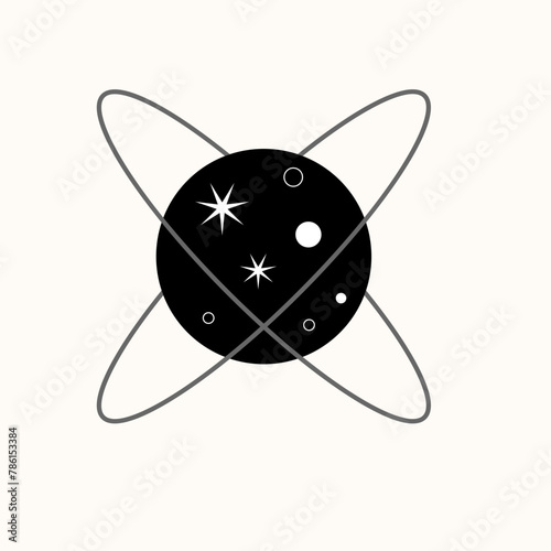 Atomic Elegance: A Simplified Vision of the Building Blocks of Matter. The Dance of Electrons Around a Central Nucleus Captured in Graphic Form. Science and Art Converge in a Minimalist Atomic Model