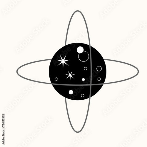 Atomic Elegance: A Simplified Vision of the Building Blocks of Matter. The Dance of Electrons Around a Central Nucleus Captured in Graphic Form. Science and Art Converge in a Minimalist Atomic Model