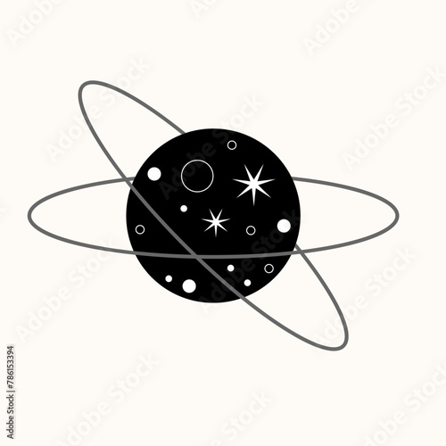 Atomic Elegance: A Simplified Vision of the Building Blocks of Matter. The Dance of Electrons Around a Central Nucleus Captured in Graphic Form. Science and Art Converge in a Minimalist Atomic Model