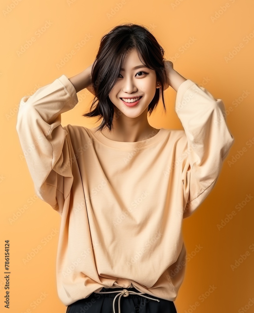 Portrait of girl, A woman is wearing a casual clothing and smiling Portrait of girl, A woman is wearing a casual clothing and smiling