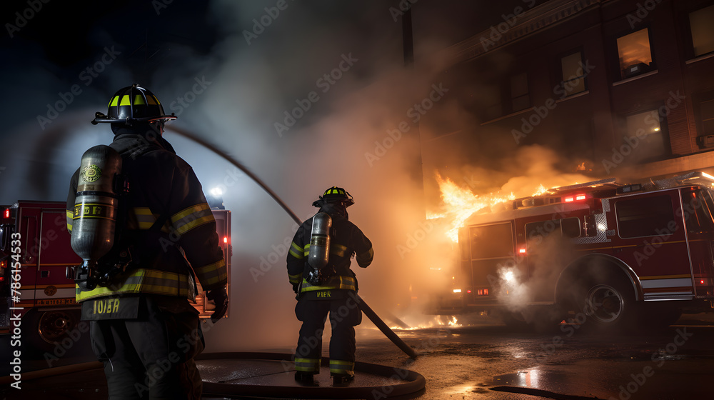 Fototapeta premium firefighters in action