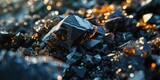 Obsidian mineral with blurred background